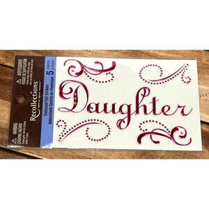 RECOLLECTIONS 141574 DAUGHTER EMBOSSED FOIL PINK STICKER SET OF 5